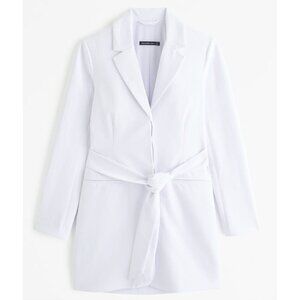 NWT Abercrombie and Fitch White Long Sleeve Women's Crepe Blazer Dress Size S